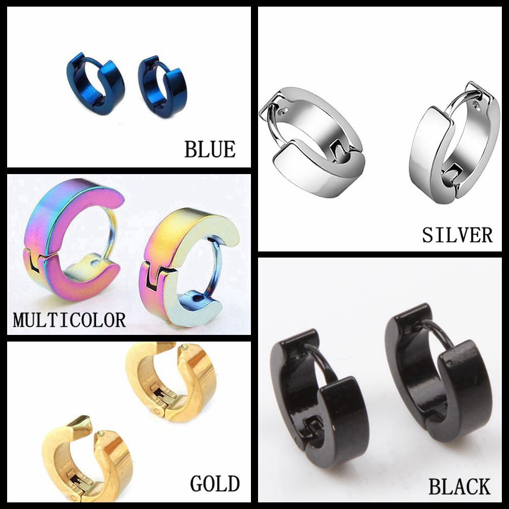 Bộ 2 Khuyên Tai Tròn Bằng Thép Không Gỉ Cho Nam Và Nữ