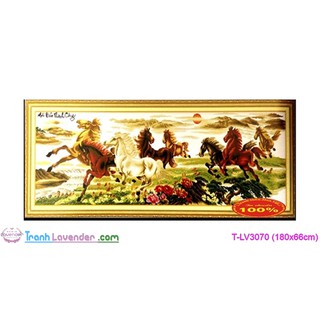 [T-LV3070]Tranh thêu chữ thập Con ngựa Mã Đáo Thành Công (180x66cm)