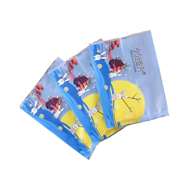 Bộ 100 Túi Nhựa Đựng Bánh Trung Thu In Họa Tiết Thỏ/ Tháp Trung Hoa