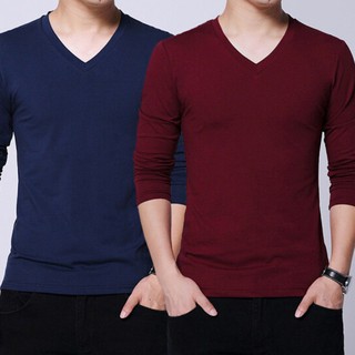 Combo 2 mẫu áo dài tay cổ tim đỏ xanh đen ( D12 & D13 )