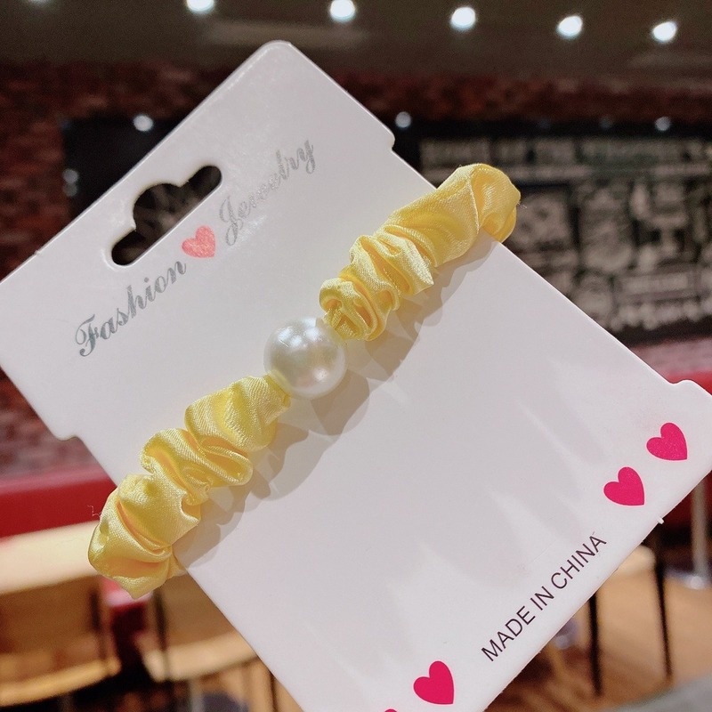 Dây buộc tóc vải đính hạt ngọc trai giả nhiều màu tùy chọn phong cách Hàn Quốc trẻ trung cho nữ