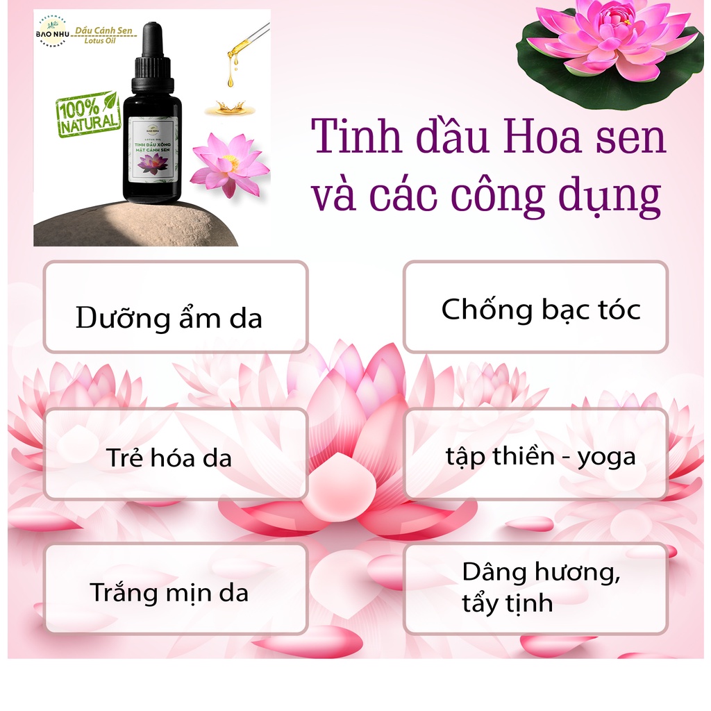 10ml Tinh Chất Xông Mặt Cánh Hoa Sen Cho Da Tái Tạo, Dưỡng Trắng