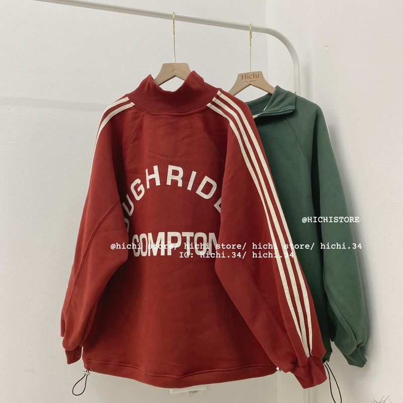 áo sweater nỉ bông kéo khoá sọc tay ẢNH THẬT VIDEO hichi | BigBuy360 - bigbuy360.vn