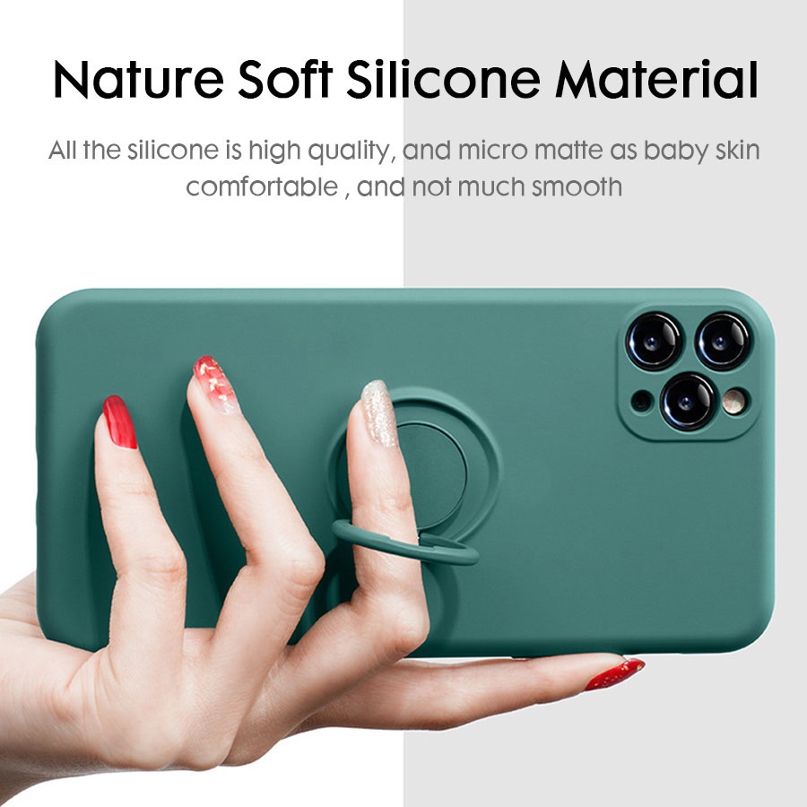 Ốp Lưng Silicone Mềm Có Vòng Nhẫn Và Nam Châm Tiện Dụng Cho iPhone 6 6S 7 8 Plus SE