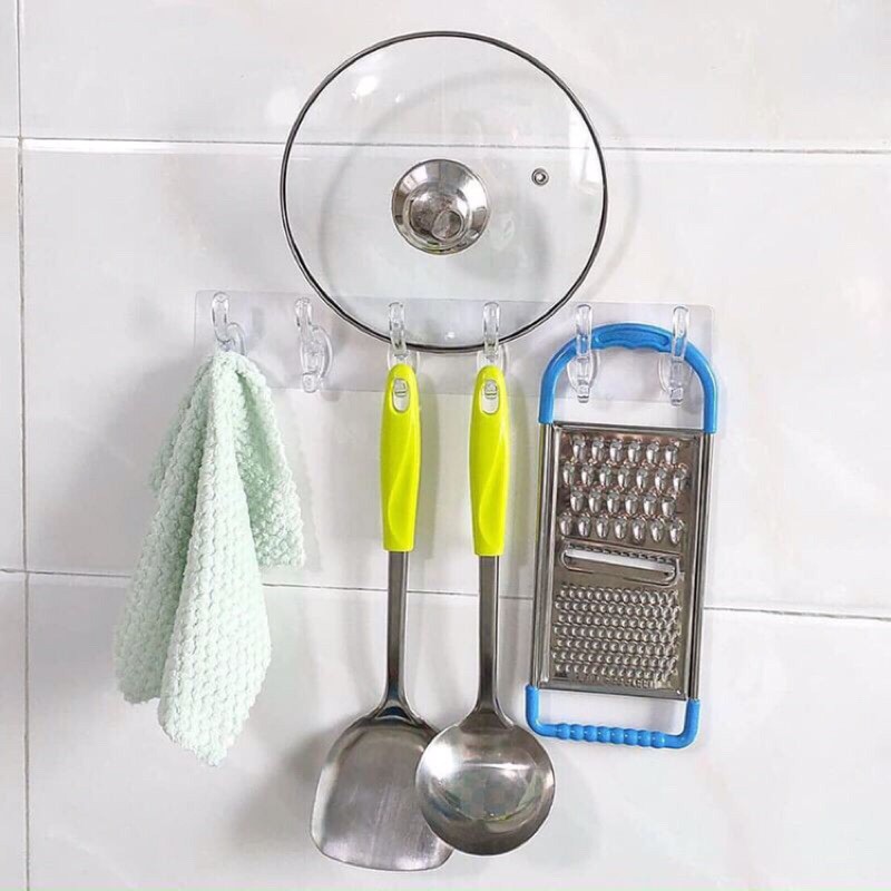 Móc dán tường treo đồ siêu chắc chắn ( thanh 6 móc )