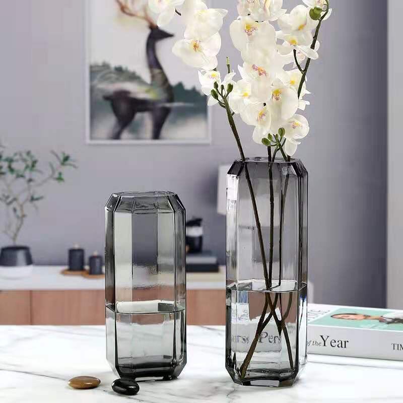 Lọ hoa thủy tinh thiết kế hình học đơn giản bình hoa trang trí nhà cửa Maydecor LH064