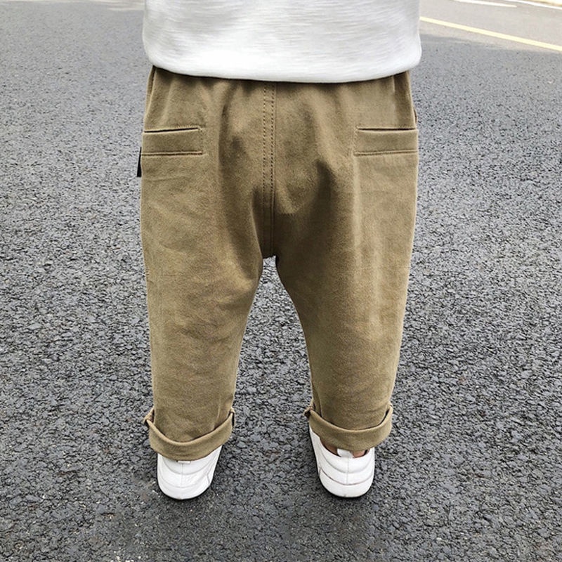 Quần Dài Vải Cotton Màu Trơn Đơn Giản Thời Trang Xuân Thu Cho Bé Trai