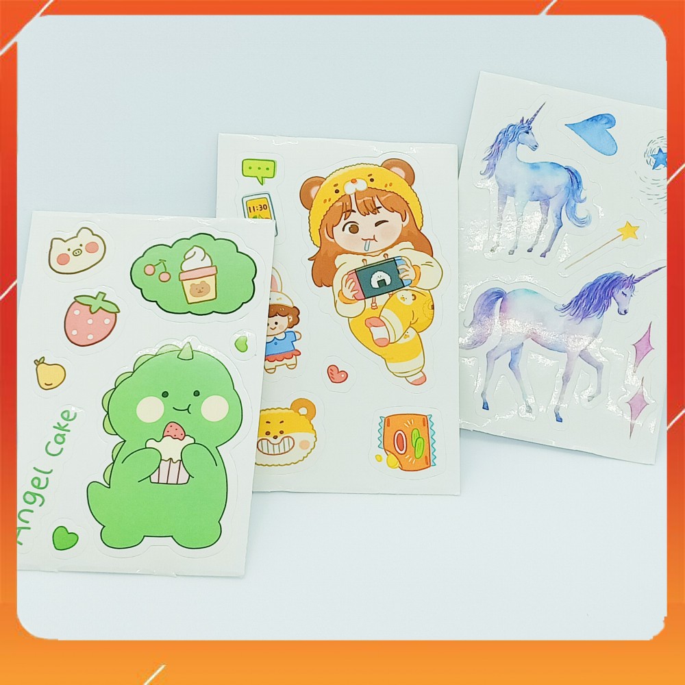 Set 6 Tấm Washi Sticker, Hình Dán Xinh Xắn Nhiều Mẫu Trang Trí Sổ
