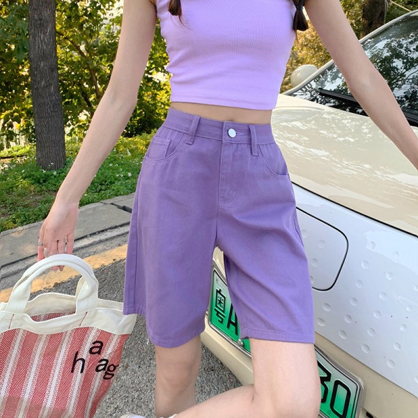 HIIXIIVI Quần Short denim Lưng Cao Dáng Ôm Phong Cách Hàn Quốc Thời Trang Mùa Hè Hàng Mới 2022