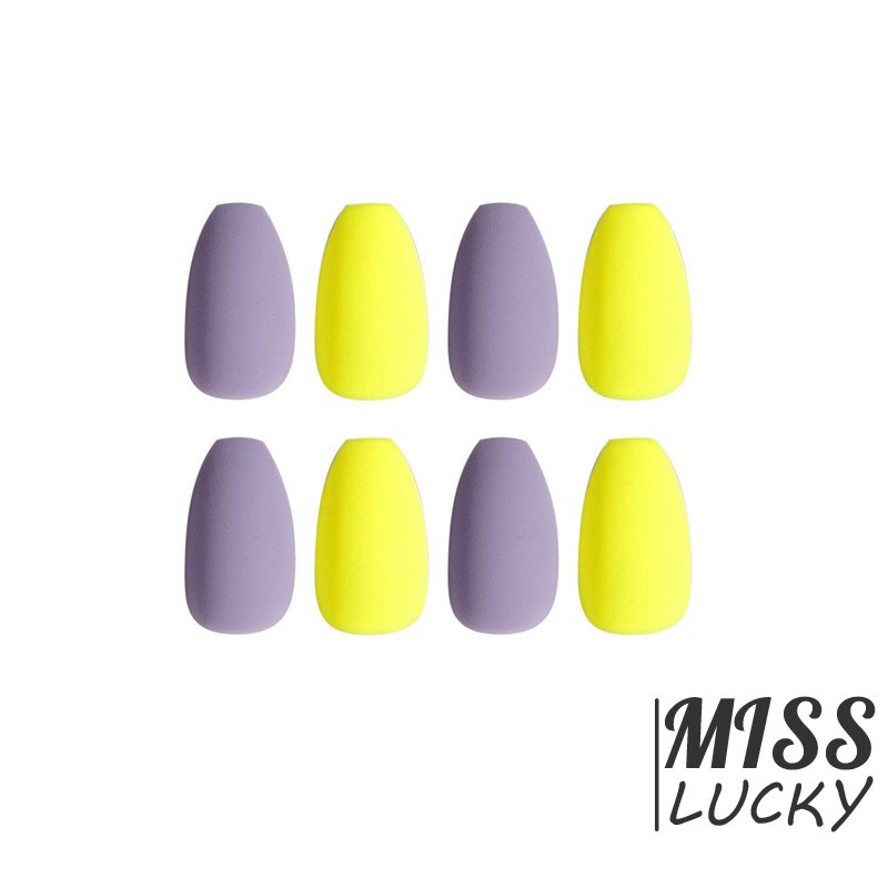 Bộ 24 Móng Tay Giả Màu Tím Và Vàng