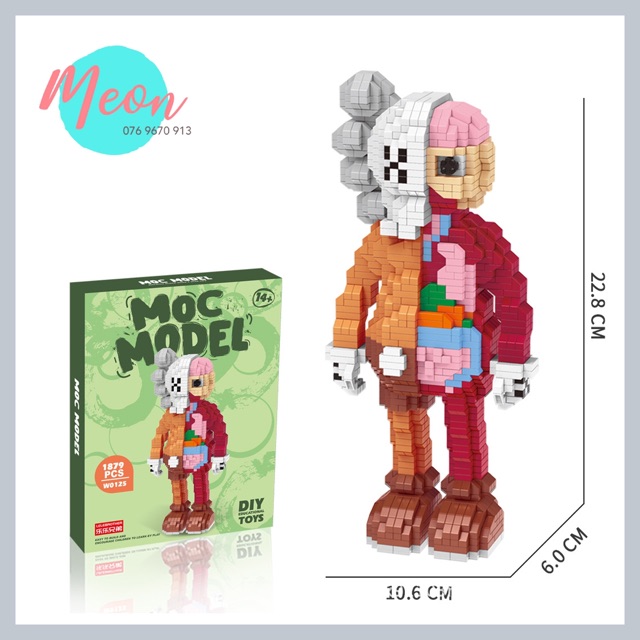Miniblock xếp hình Kaws xám - Lego kaws xám size XL