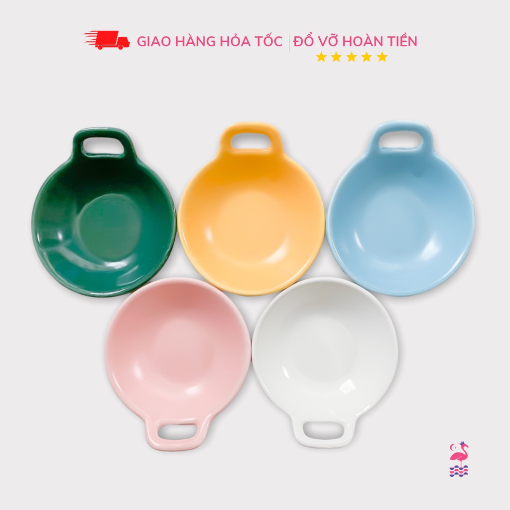 Bát Sứ Ăn Dặm Có Quai Hình Chảo Ấm Baby Chịu Nhiệt Độ Cao 75ml An Toàn Cho Bé Màu Sắc Bắt Mắt Ấm Gift Decor