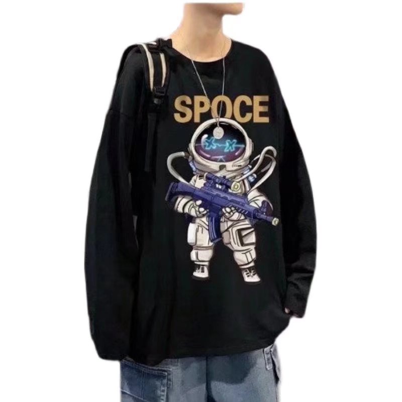 Áo thun nam phi hành gia dài tay có cổ in hình phi hành đoàn (M-3XL)