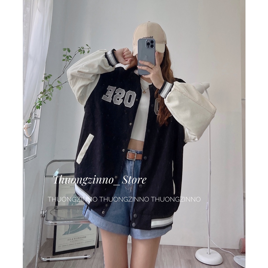 [Ảnh thật/Video]Áo bomber “CHOOSE”chất nhung tăm dày dặn Áo khoác cá tính in hình dáng Hàn Quốc