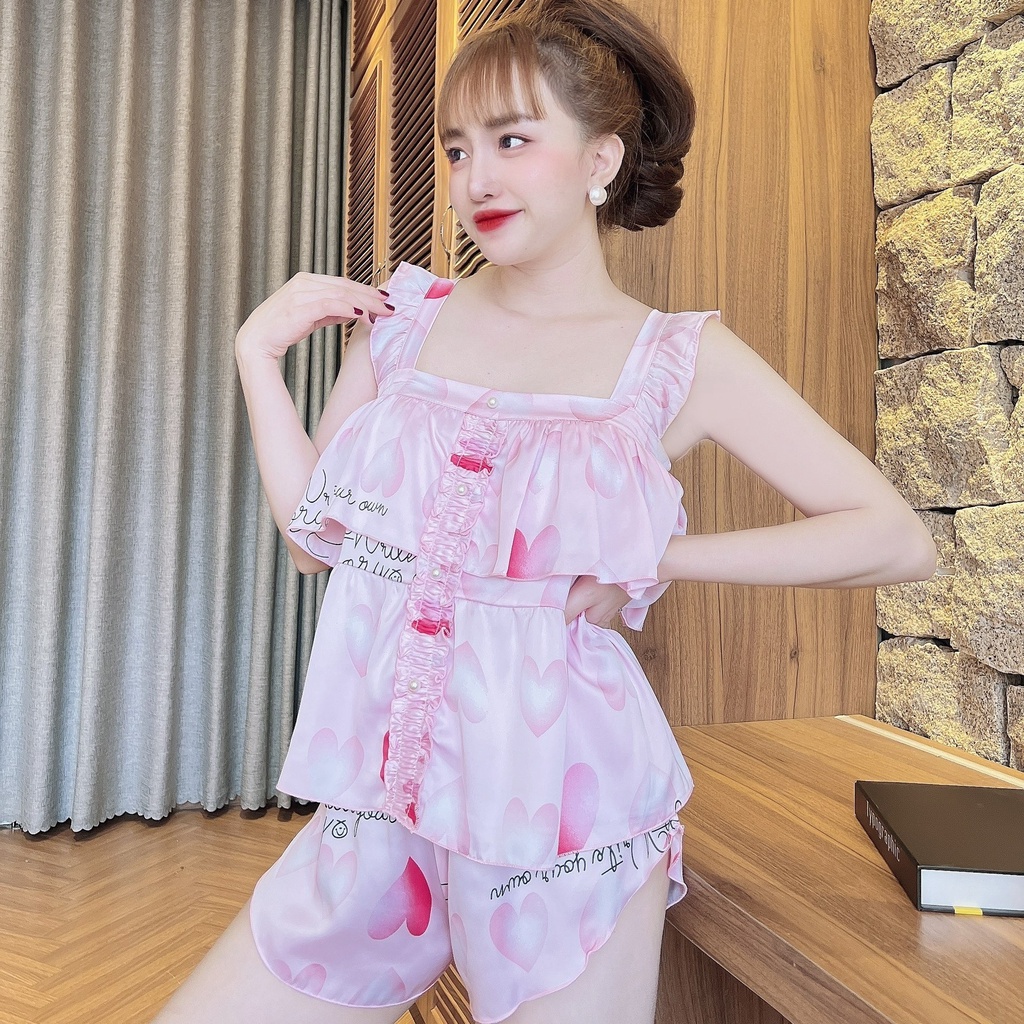 Bộ Đồ Ngủ SOJUN vải Latin 2 tầng đính nút dưới 70Kg