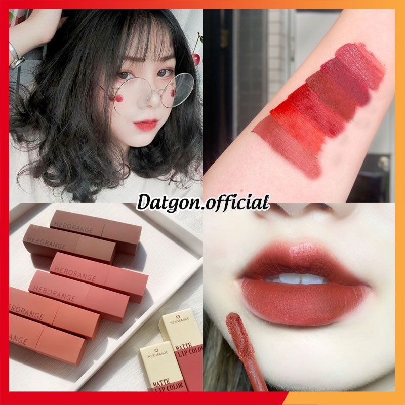 Son Môi Herorange Màu Nhung Sương Mềm Môi Chống Nước Vỏ Vuông Chính Hãng HR255