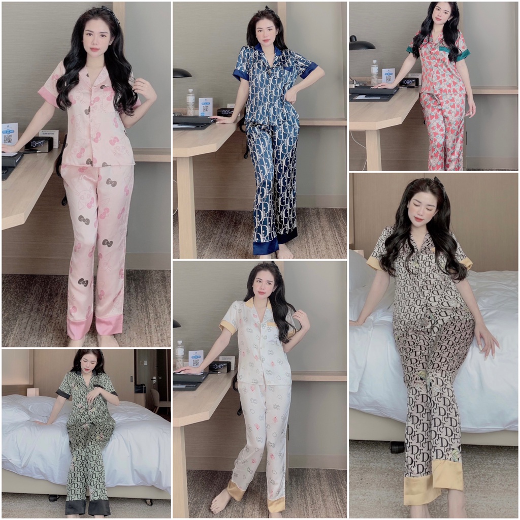 [Siêu Hot] Bộ đồ Pijama lụa💖Bộ lụa thiết kế Cộc Dài Họa tiết chất liệu mát lịm [HÀNG ĐẸP] [ẢNH THẬT +VIDEO]