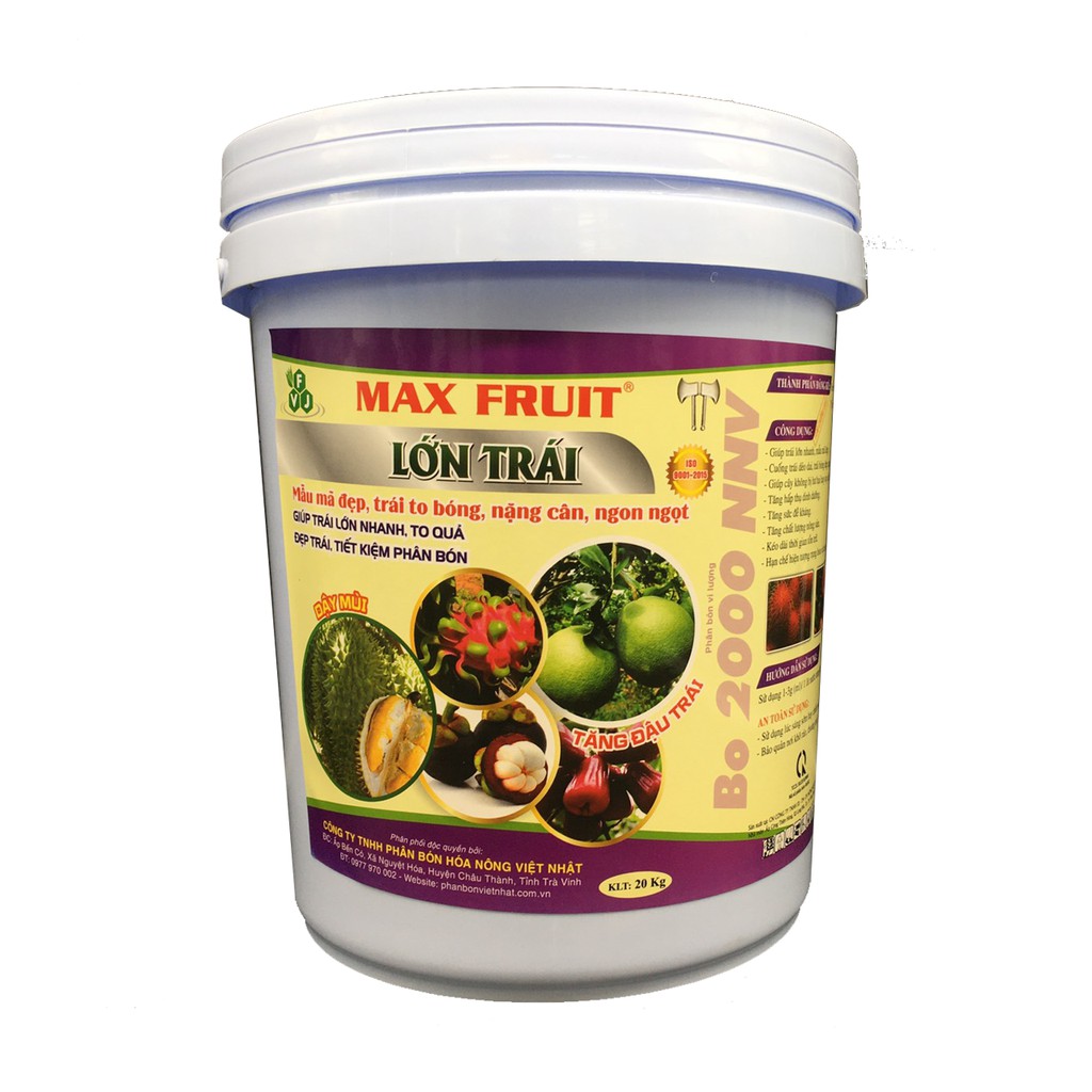 Phân bón nuôi Trái Max Fruit xô 20kg-Nắng ký, trái đẹp, ngon ngọt, kiếm kiệm chi phí và công chăm sóc