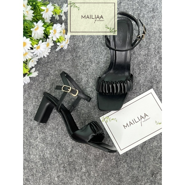 Sandal gót trụ 7 phân MAILIAA quai nhúng siêu mềm