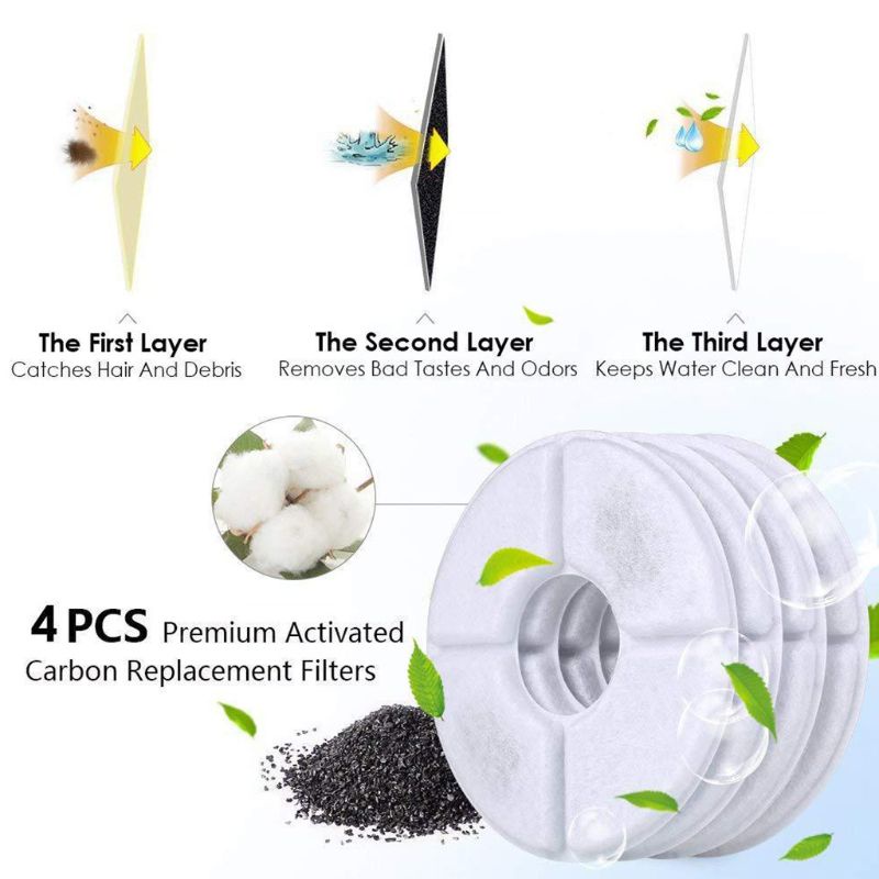 Bộ 6 tấm lọc carbon hoạt tính giữ nước sạch sẽ dành cho đài phun nước uống kiểu bông hoa của mèo cưng