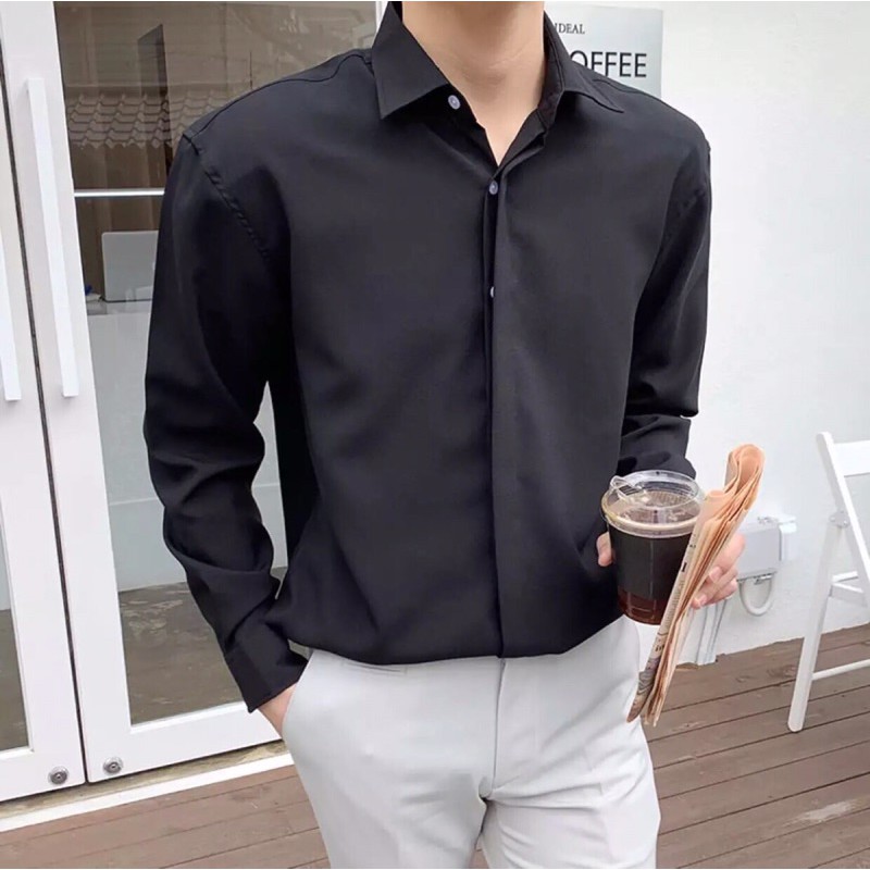 Áo sơ mi cổ bẻ UNISEX HÀN QUỐC From rộng (4 màu nhiều size)