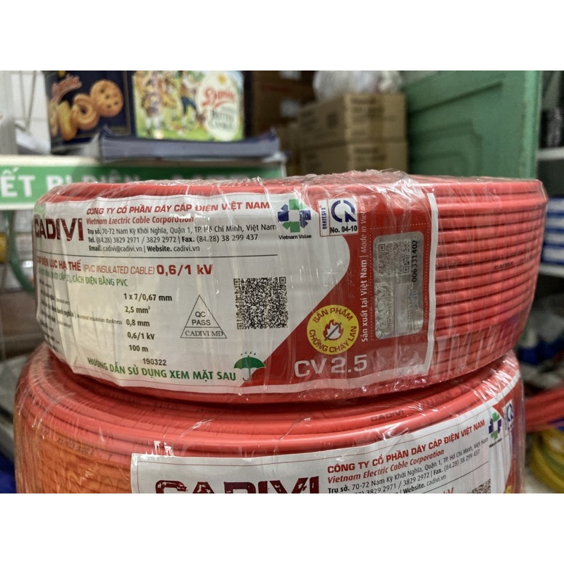 Cadivi dây điện Cadivi 2.5 đơn 7 sợi CV2.5 Cuộn 100 mét