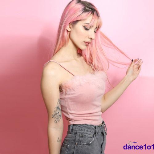 Áo Lửng Hai Dây Phối Lông Xù Phong Cách Quyến Rũ Dành Cho Nữ