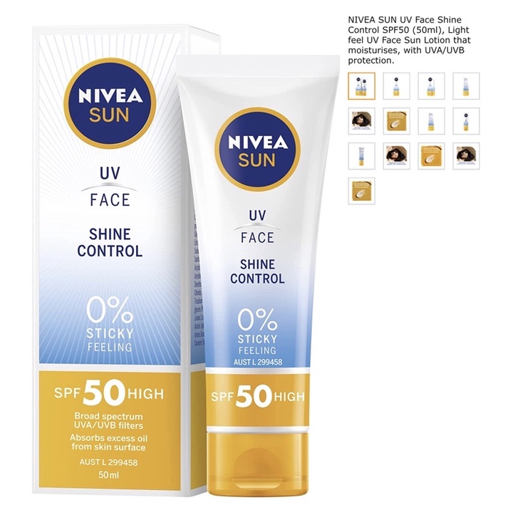 Kem Chống Nắng Nivea Sun Uv Face Shine Control SPF50+sẽ