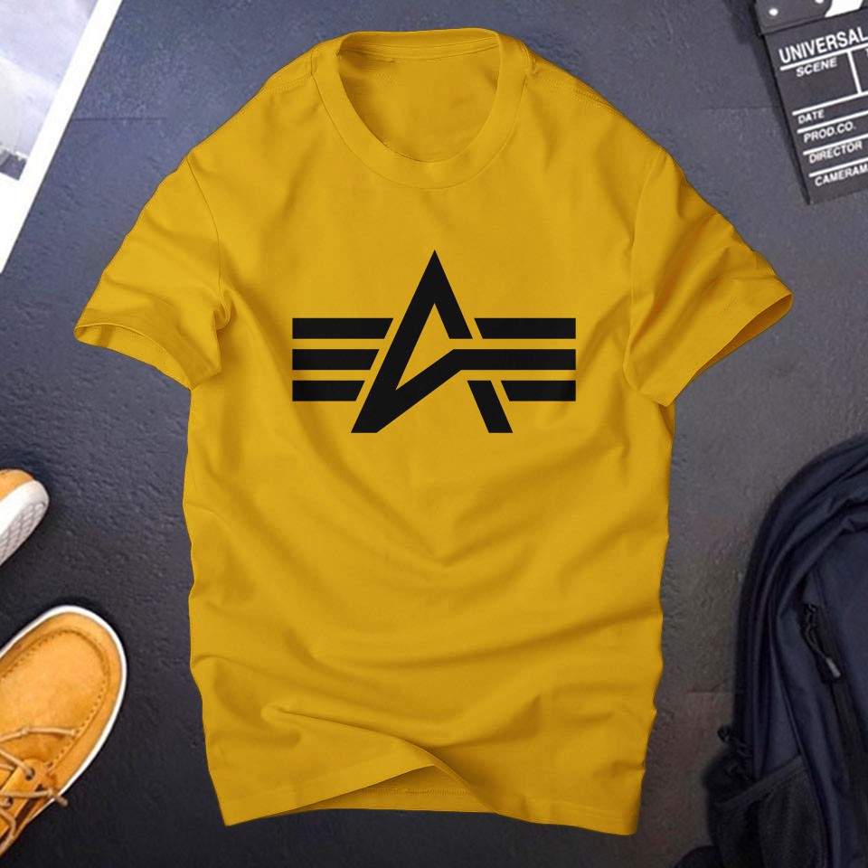 Áo phông nam tay ngắn cổ tròn chất thun cotton co giãn 4 chiều tốt thoáng mát,áo in logo Anpha start | ur sport