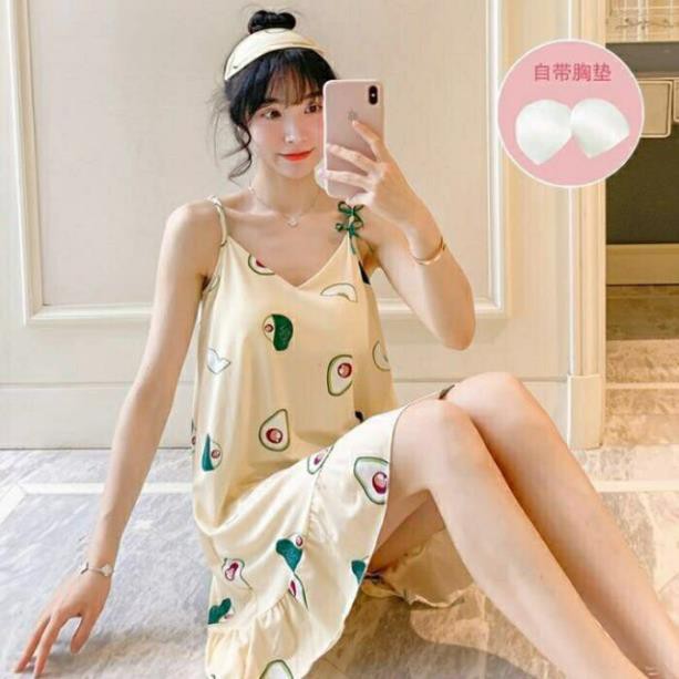 Váy Ngủ 2 Dây Cotton Kèm Bịt Mắt .
