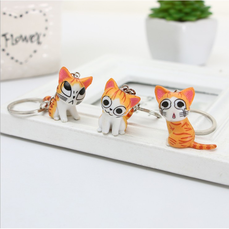 (SET 9 con ) Móc khóa gắn sẵn mô hình mèo Cheese lười biếng dễ thương