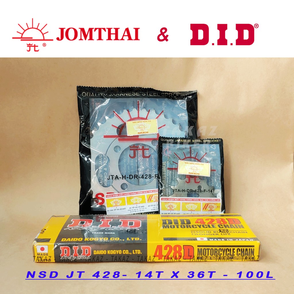 B2 ( DREAM 100L ) Nhông Dĩa Mặt Trời Sên DID Nhật Honda Xe Dream - Wave JOMTHAI 14Tx36T100L JOMTHAI