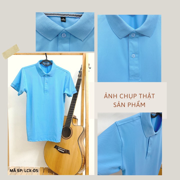 Áo phông Trơn Nam Nữ - Áo thun POLO màu XANH BIỂN ngắn tay có cổ, Vải LACOSTE Cá sấu 4 chiều CAO CẤP, IN ẤN theo yêu cầu | BigBuy360 - bigbuy360.vn