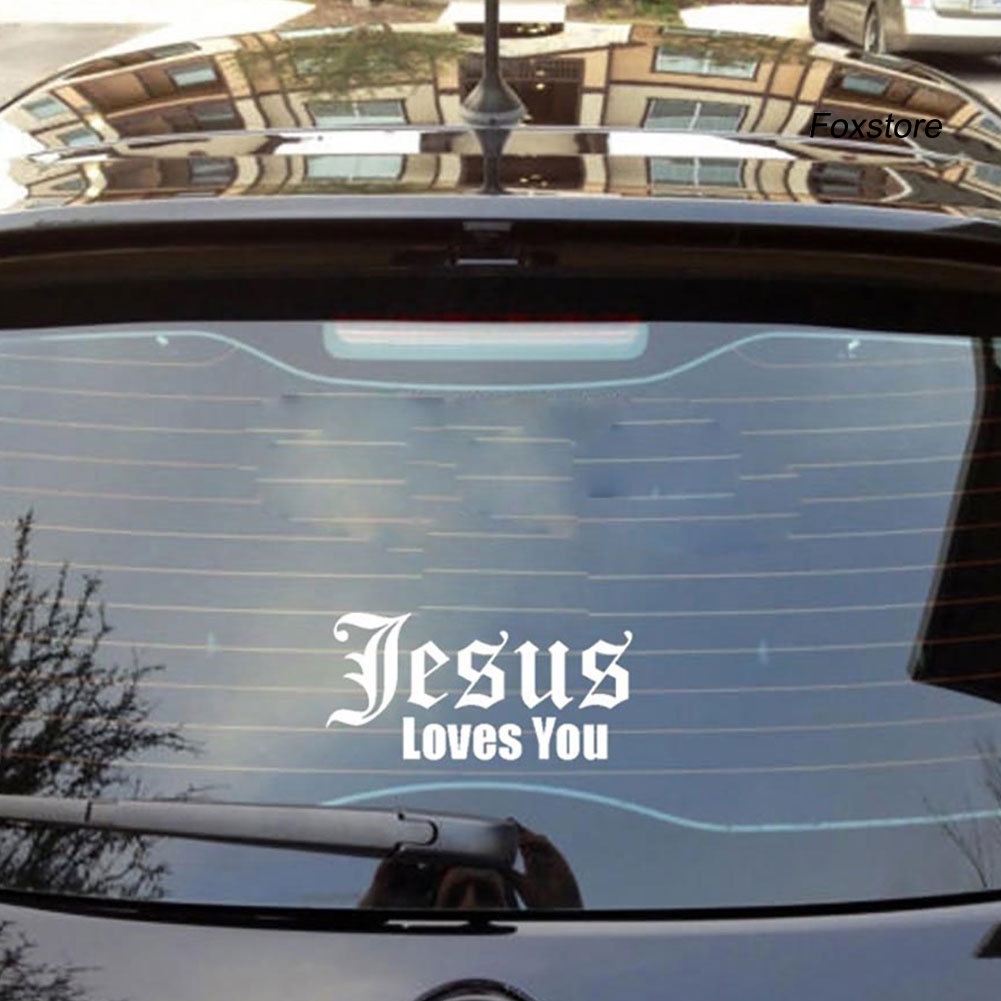 Đề can dán trang trí xe ô tô hình chữ Jesus Love You