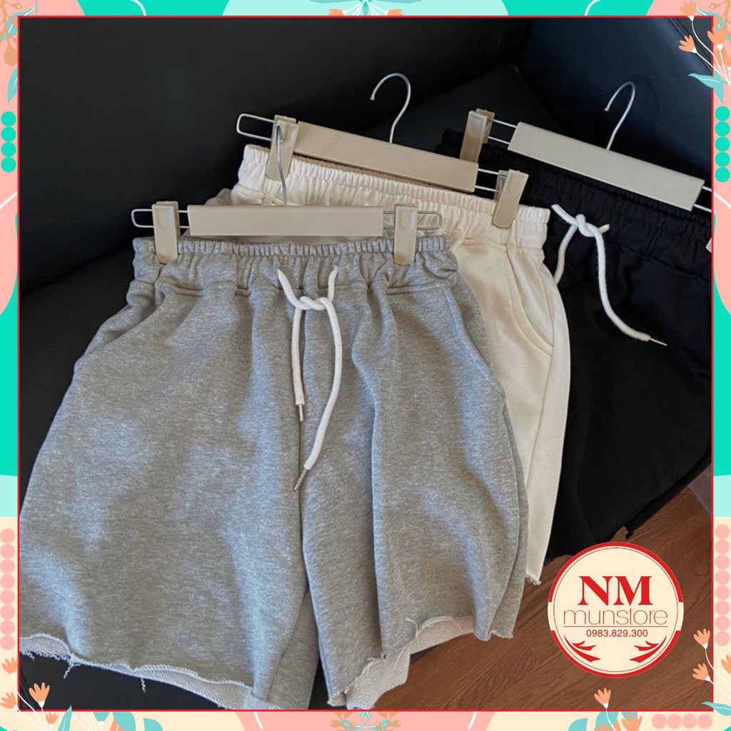 [ ẢNH THẬT ]  Quần đùi sporty tưa gấu 𝐍𝐌 Closet 3 màu Đen, Trắng, Xám chất dầy , dây rút điều chỉnh