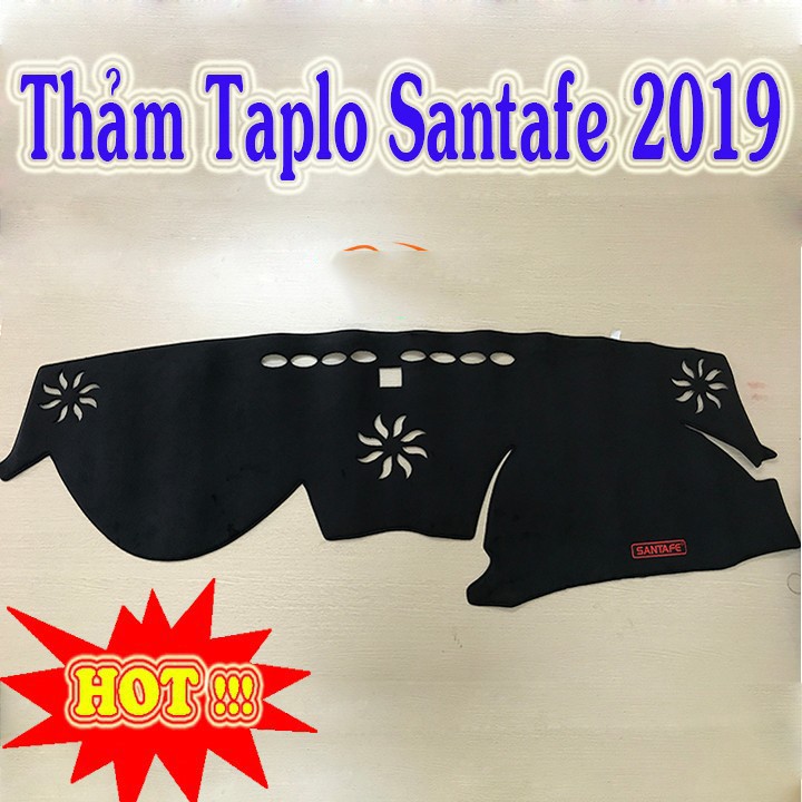 Thảm Taplo Santafe 2019 2020 2021 Màu Đen Chất Liệu Nhung Lông Cừu Đế Có Chống Trượt, chuẩn form xe