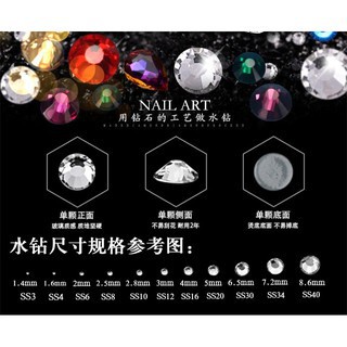 [Hàng mới về] Set đá giả 60 màu ss6-ss20 trang trí móng tay độc đáo