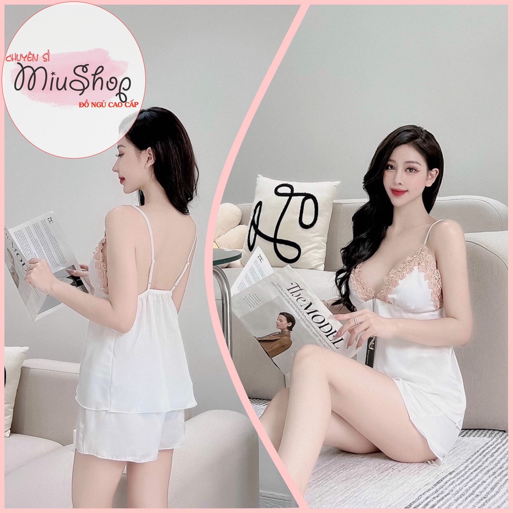 🍒Đồ ngủ lụa satin 2 dây💖💖 Giá rẻ 💕 sexy quyến rũ cao cấp🍁 Thời gian đồ ngủ
