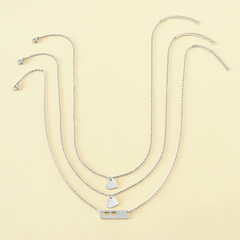 Set 3 Vòng cổ Mặt Thẻ Khắc Trái Tim Rỗng Độc Đáo Cho Mẹ Và Bé