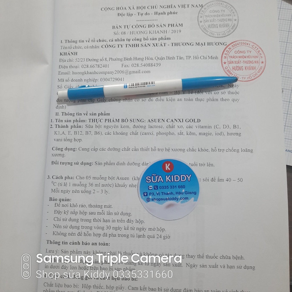 combo 2 lon sữa asuen canxi gold 900g