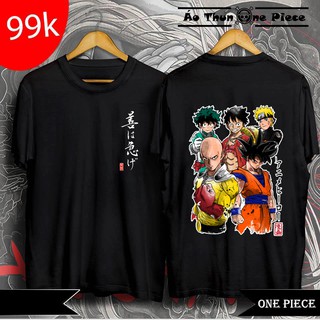 ⚡️FREESHIP⚡️Áo Thun In Hình Luffy, Goku, One Punch Man, Naruto 2 Mẫu Trắng Đen Cực Chất, Cực Ngầu  - Áo Thun One Piece