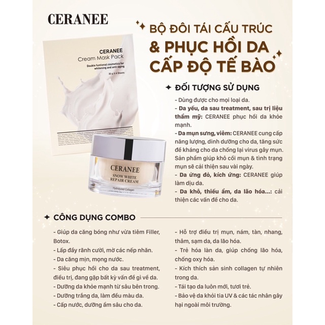 Kem dưỡng da Snow White Repair Cream dưỡng ẩm, nâng tone, phục hồi tế bào da từ sâu bên trong I Hàn Quốc chính hãng.