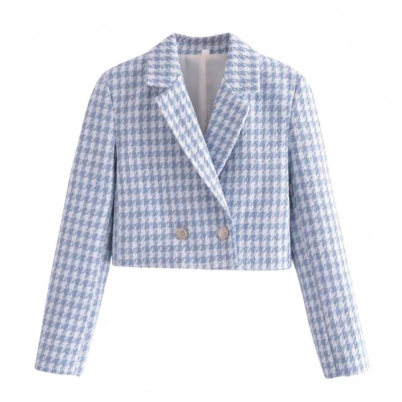 Áo khoác lửng Zara chất dạ tweed họa tiết răng sói kèm ảnh thật (Order)