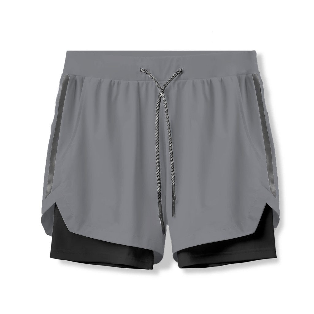Quần đùi 2 lớp nam tập gym, chạy bộ, chơi thể thao cao cấp phối viền (2LPV) | BigBuy360 - bigbuy360.vn