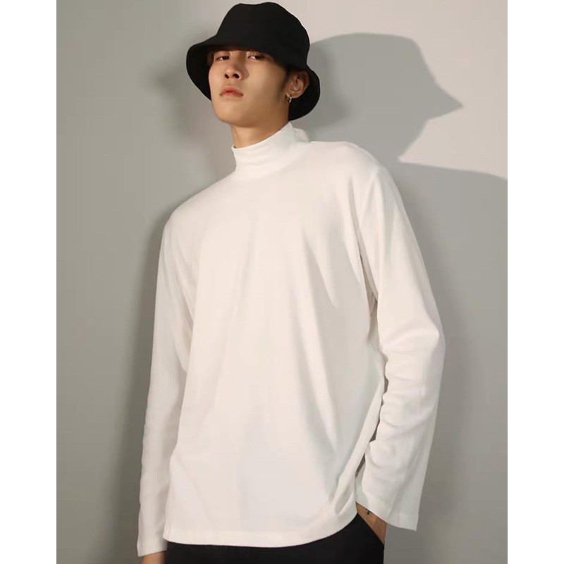 Áo tay dài cổ cao 3cm Unisex 2 màu (có video) | BigBuy360 - bigbuy360.vn