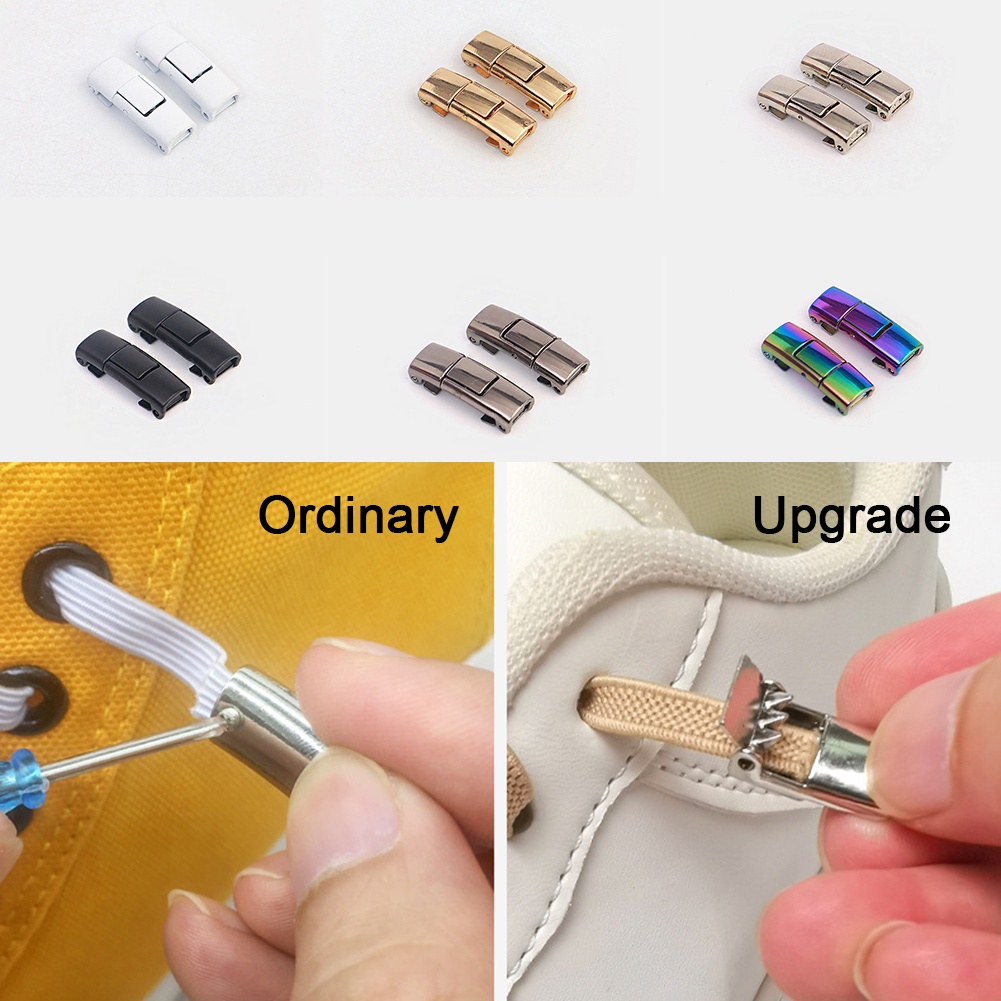 Dây Giày Không Cần Buộc Bằng Cao Su 8mm Khóa Kim Loại Dành Cho Trẻ Em Và Người Lớn