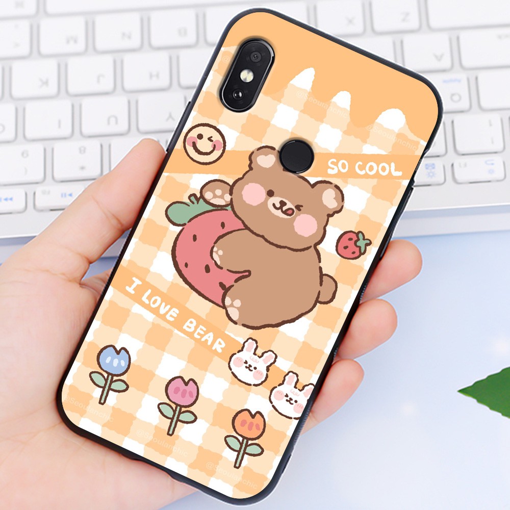 Ốp Xiaomi 🌻 Ốp lưng Xiaomi Redmi 6 Pro Mia2 Lite Redmi S2 Cute Bear nhựa cao cấp viền silicon - Banana Store