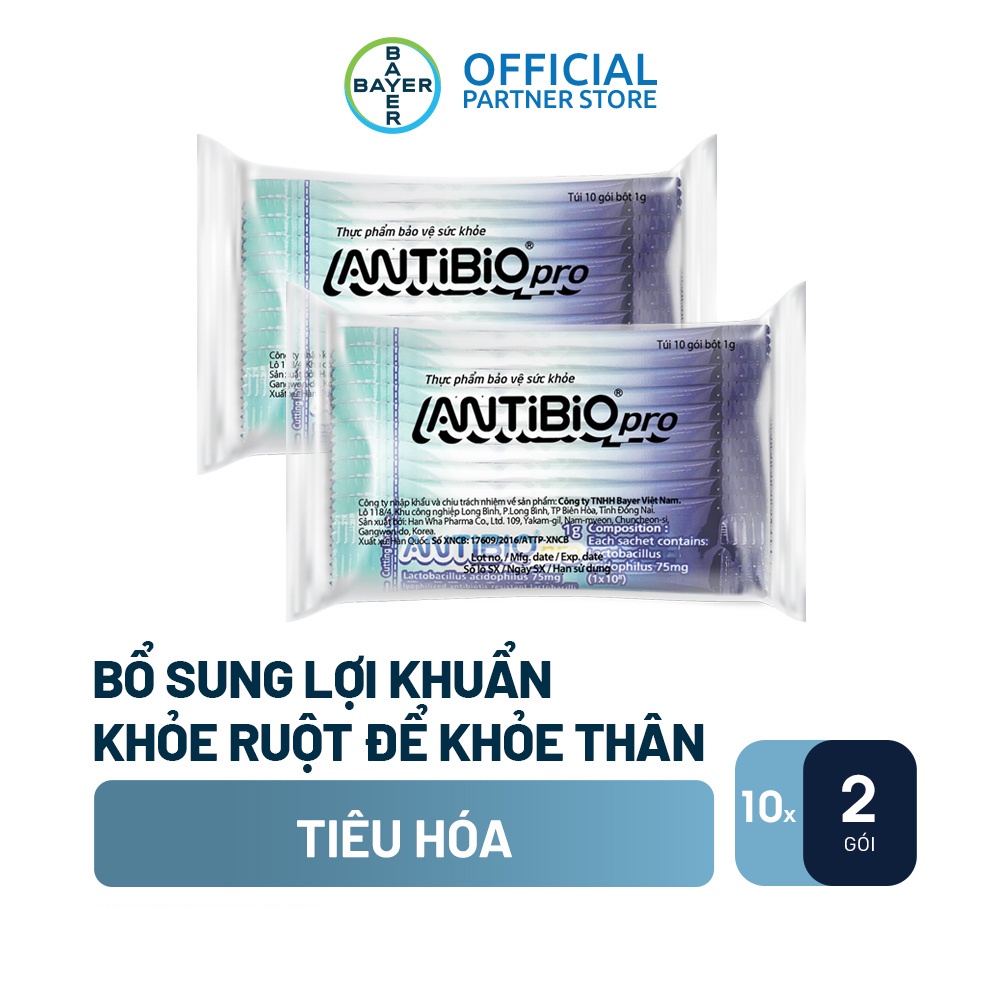 Bộ 2 Phẩm Bảo Vệ Sức Khoẻ Bổ Sung Lợi Khuẩn Antibio pro 10 Gói (1g/gói)