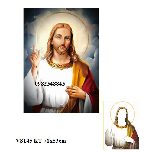 Tranh đính đá chúa giesu KT:71x53cm. Tranh gắn đá chưa làm.
