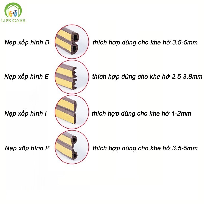 Nẹp xốp dán khe cửa đa năng chống bụi chống tiếng ồn (bán theo mét)